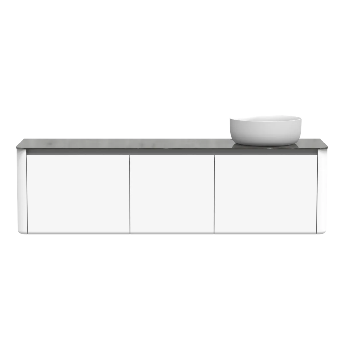 Meuble avec vasque à droite Luna 71" Blanc laqué
