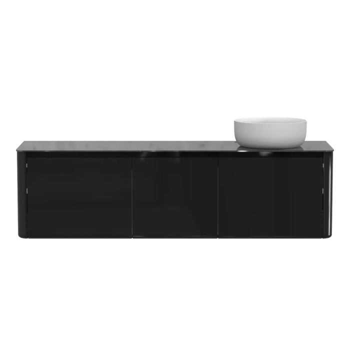 Meuble avec vasque à droite Luna 71" Noir laqué