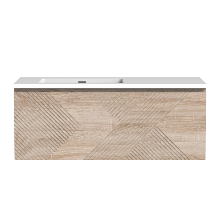 Meuble-lavabo décentré gauche Omaha 48" Chêne blanc