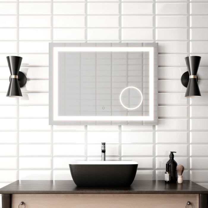 Miroir à éclairage Del pour salle de bain avec miroir grossissant Effect 32 po