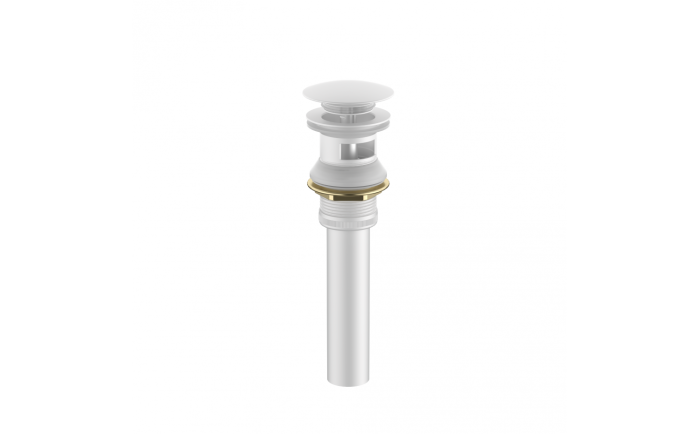 Drain de lavabo à bouton poussoir avec renvoi blanc mat en acier inoxydable