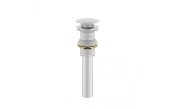 Drain de lavabo à bouton poussoir sans renvoi blanc mat en acier inoxydable