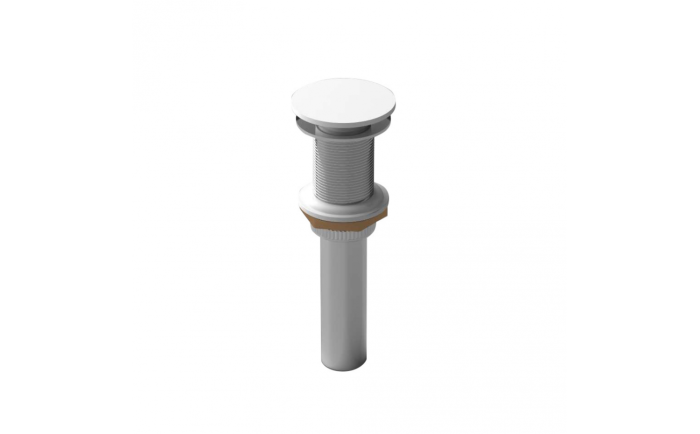 Drain de lavabo à bouton poussoir sans renvoi blanc mat en acier inoxydable