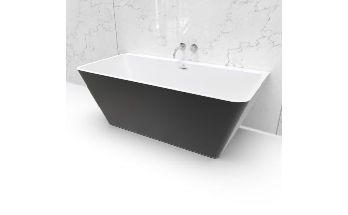Baignoire autoportante murale Calla 63 II 2 places en acrylique noir mat