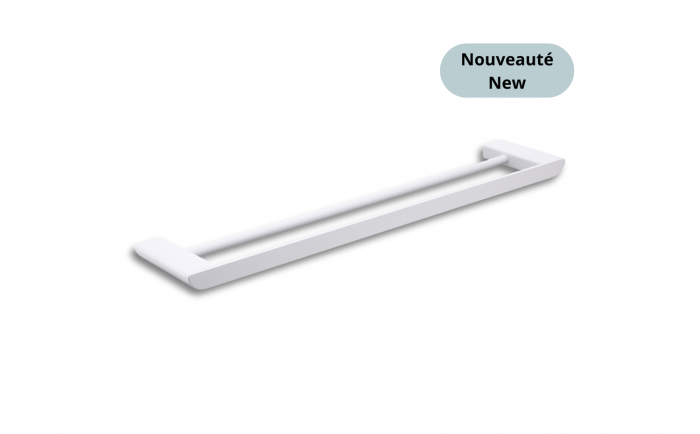 Porte-serviettes double murale Vasco 23 po en acier inoxydable blanc mat
