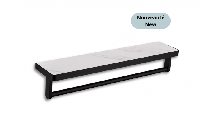 Tablette porte-serviettes murale Aurea en acier inoxydable noir mat