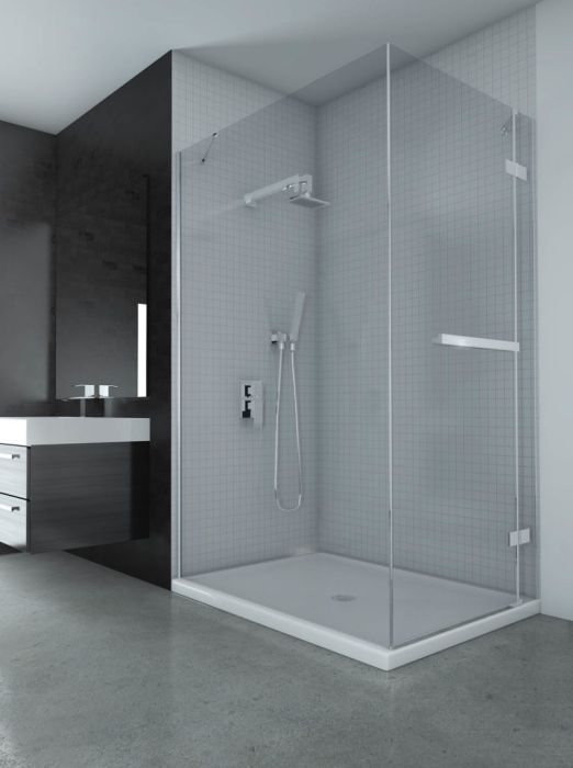 Porte de douche en coin California PB2 2 Côtés pour base 48 po x 36 po Noir