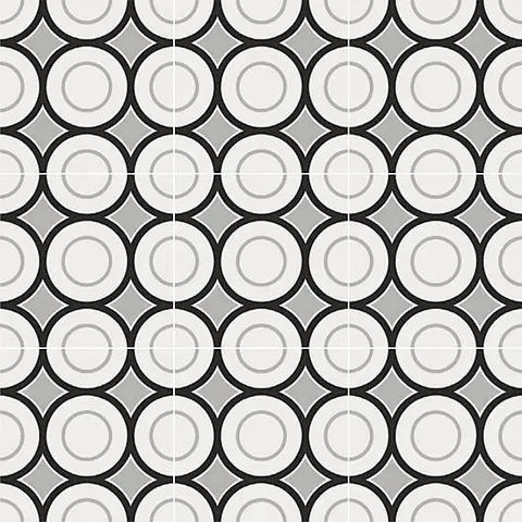 Carreau Patchwork Black & White 05 mat 8 po x 8 po