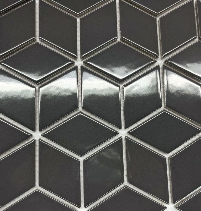 Mosaïque Rhombus Gris satiné et poli 10.7 po x 12.3 po