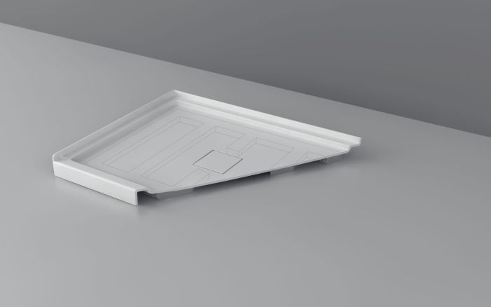 Base de douche avec cache drain carré 48 po x 36 po Drain Carré Brides C blanc