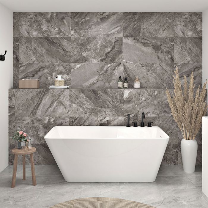Baignoire autoportante Artesio 60 po en acrylique blanc lustré avec drain à droite