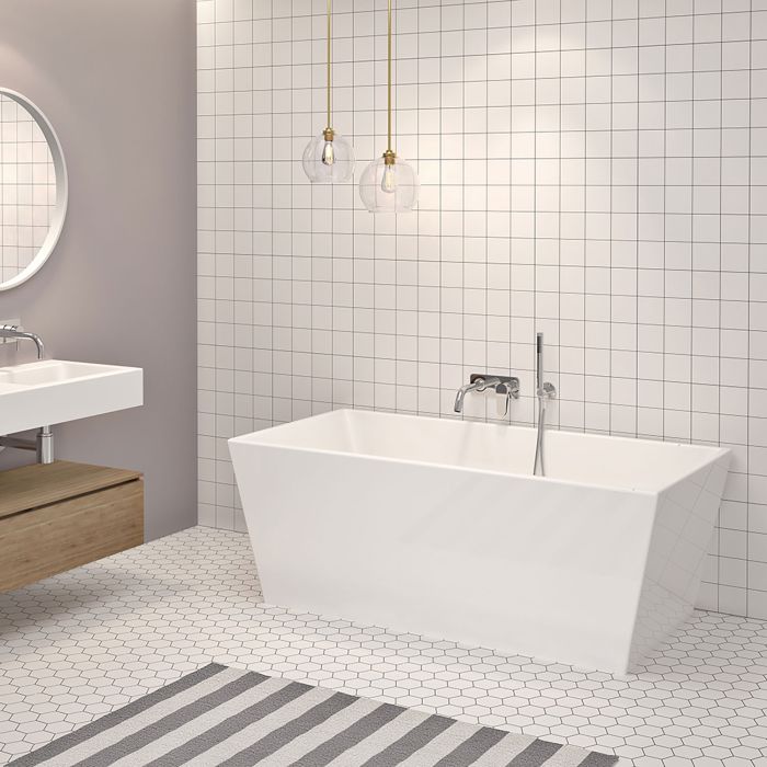 Baignoire autoportante Alya 63 po en acrylique blanc lustré