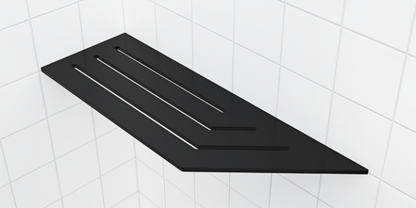 Tablette de coin pour douche carrelée 4 po x 12 po noir mat