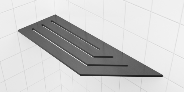 Tablette de coin pour douche carrelée 4 po x 12 po PVD noir