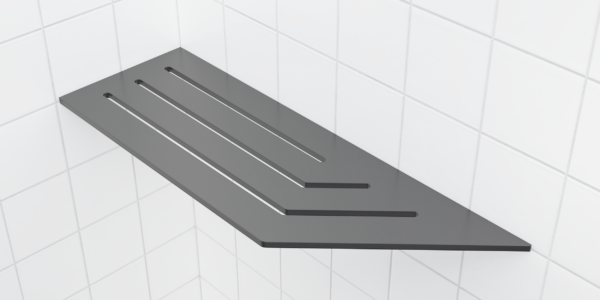 Tablette de coin pour douche carrelée 4 po x 12 po gris mat
