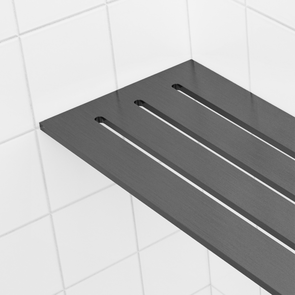 Tablette de coin pour douche carrelée 4 po x 8 po PVD noir