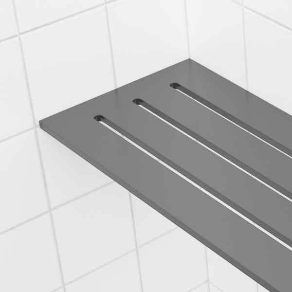 Tablette de coin pour douche carrelée 4 po x 8 po gris mat