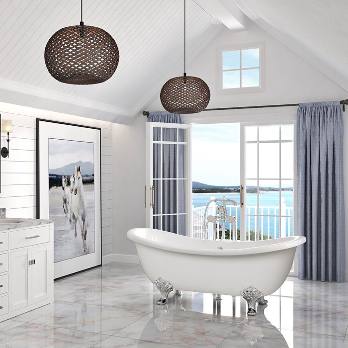 Baignoire autoportante Harrogate 66 3/4 po en blanc lustré