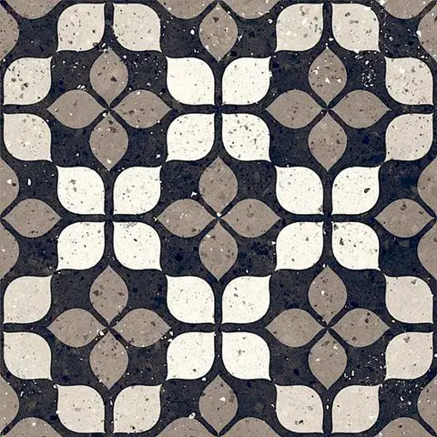 Carreau Frammenti Nero Fiore mat 8 po x 8 po