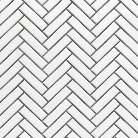 Mosaïque Herringbone White mat 12 po x 12 po