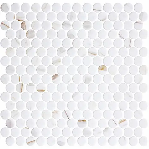 Mosaïque Penny Ecostone Calacatta Gold mat 12 po x 12 po