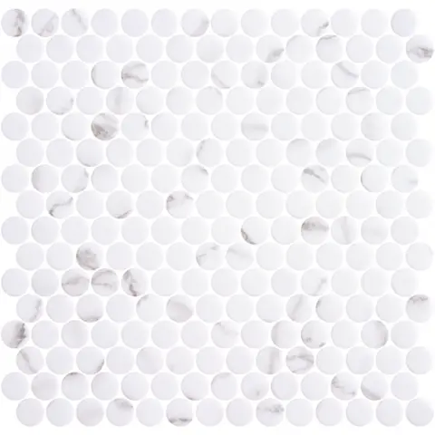 Mosaïque Penny Ecostone Venato White mat 12 po x 12 po
