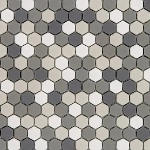 Mosaïque Pan Dan Esagona Tweed Grey Mix mat 11 po x 11 po