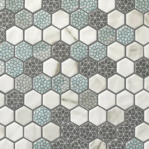 Mosaïque Hex Vintage Gilda mat 12 po x 12 po
