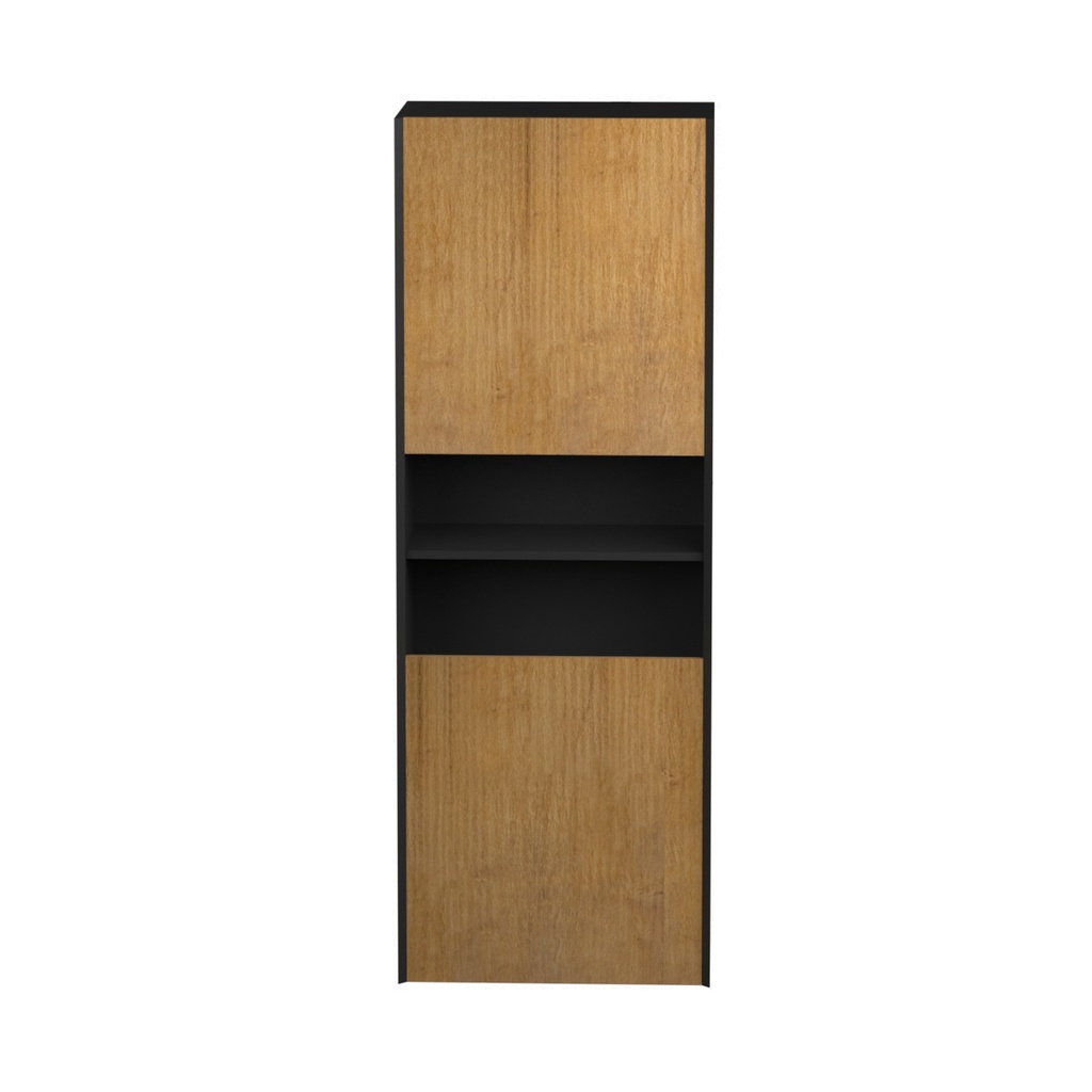 Armoire Murale Dakar 24" Noir Mat et Façades Chêne Naturel Poli