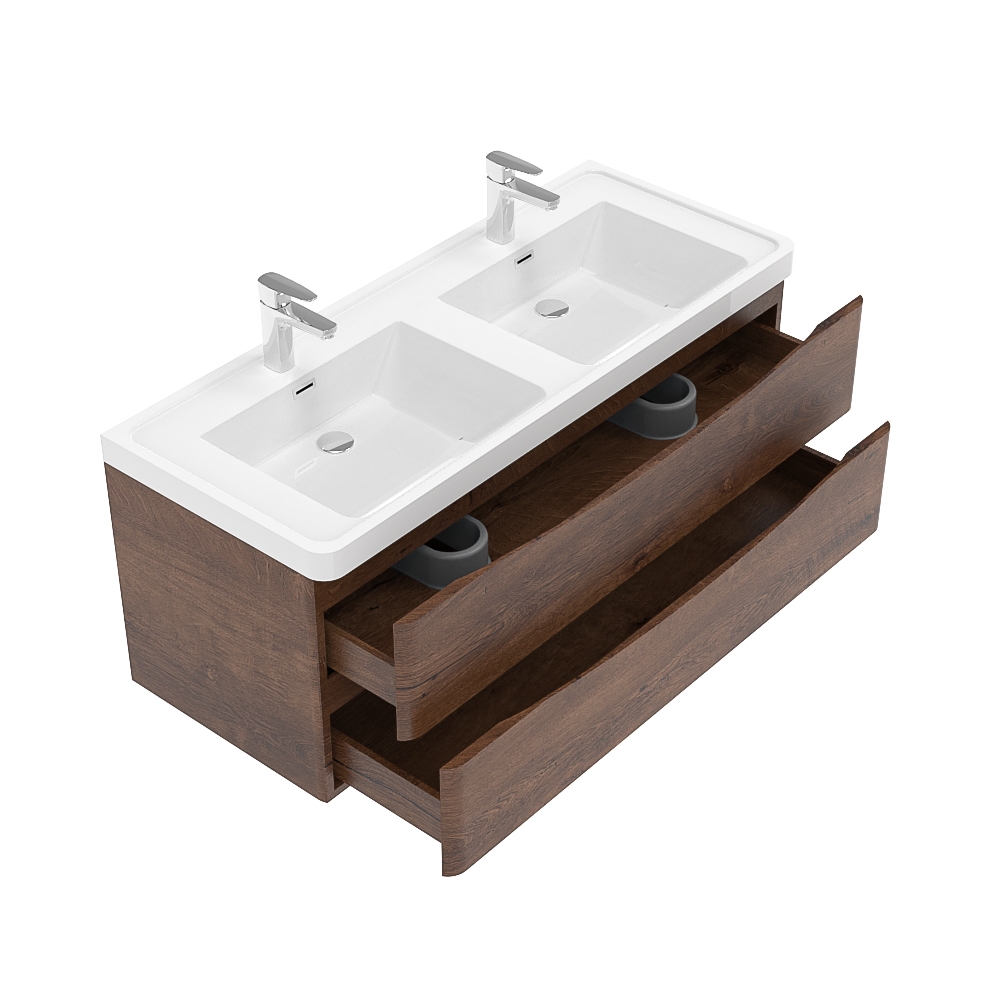 Meuble-lavabo Mural Double Fiori 48" Rosewood