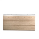 Meuble-lavabo de Plancher Berlin 71" Chêne Contemporain avec Dessus Double Blanc