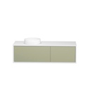 Meuble Vanité Murale Hera 55" Blanc et Vert Lichen avec Vasque Ronde 16" Blanc Mat