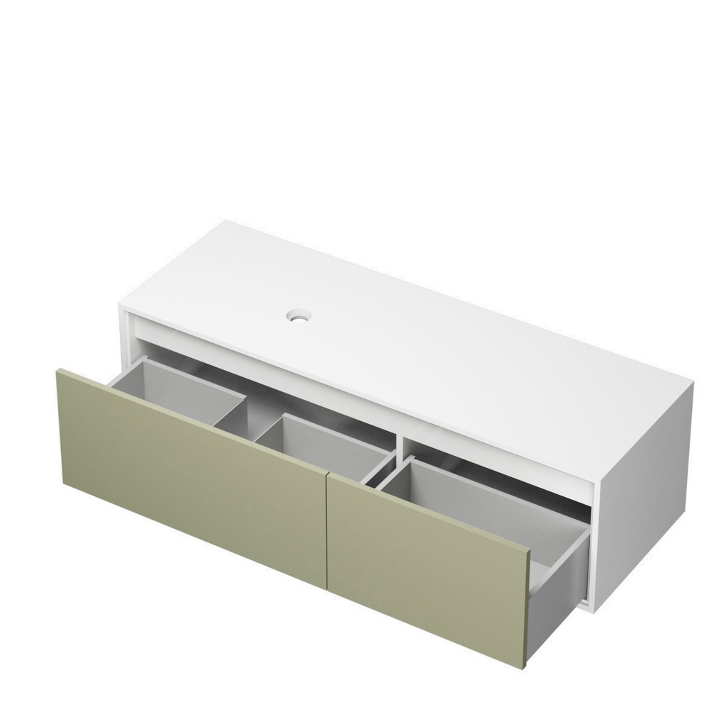 Meuble Vanité Murale Hera 55" Blanc et Vert Lichen