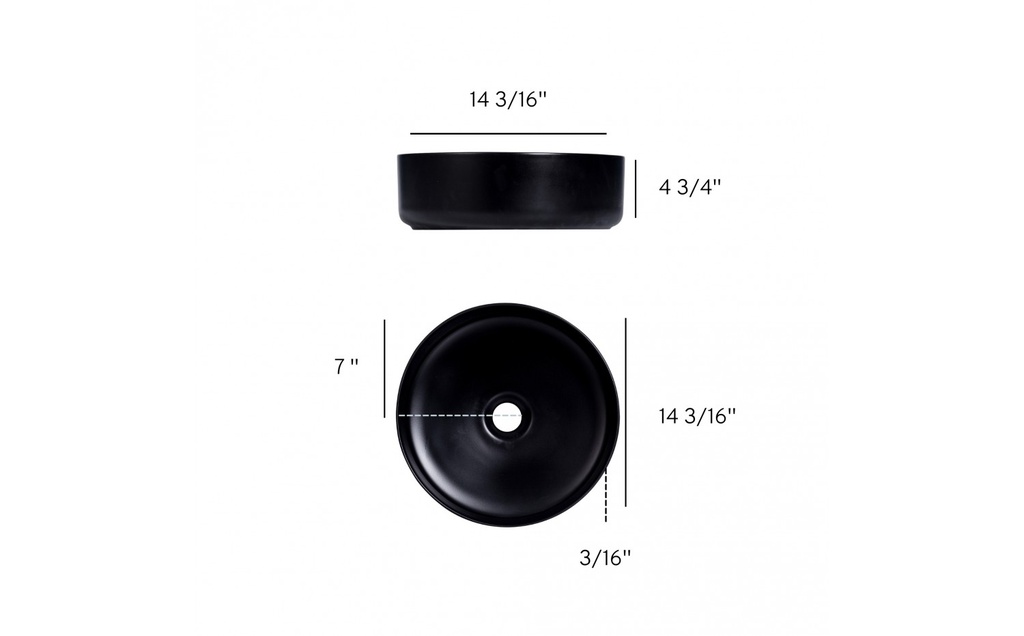 Lavabo 14 3/8'' - Noir Mat