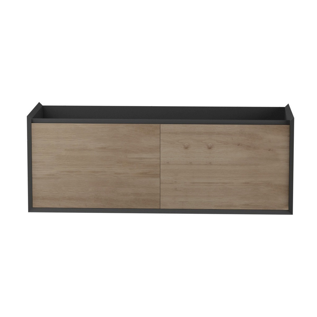 Vanité Murale Double Dakar 60" Noir Mat et Chêne Contemporain