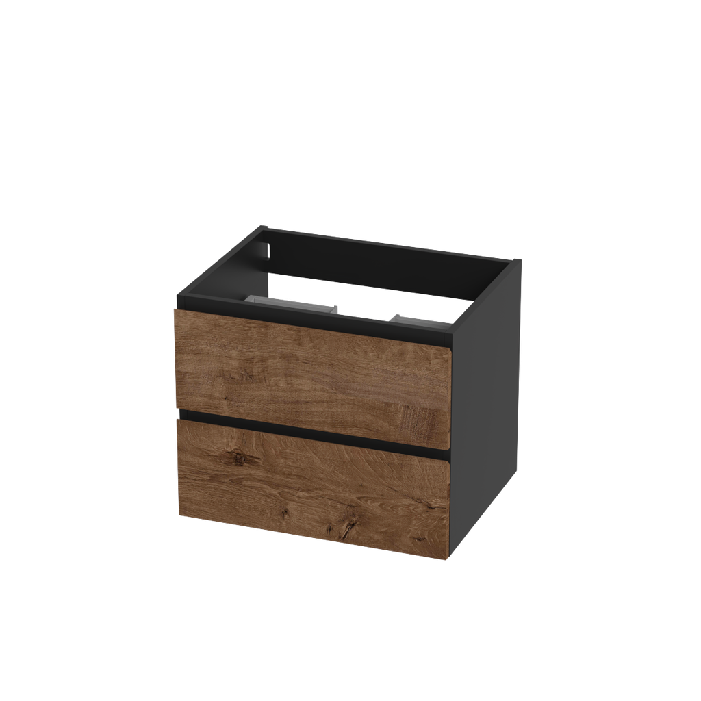 Meuble Vanité Murale Sidney 24" Noir Mat et Façades Rosewood