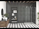 Porte de douche Infinite chrome 60x36" en coin avec fermeture sur panneau de retour