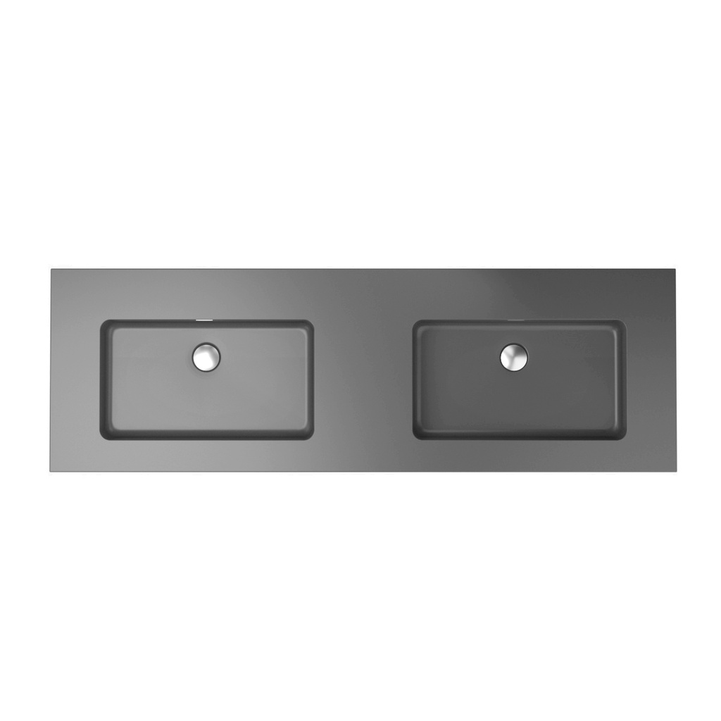 Aden 60" - Dessus de Lavabo Double en Quartz Noir - NON PERCÉ