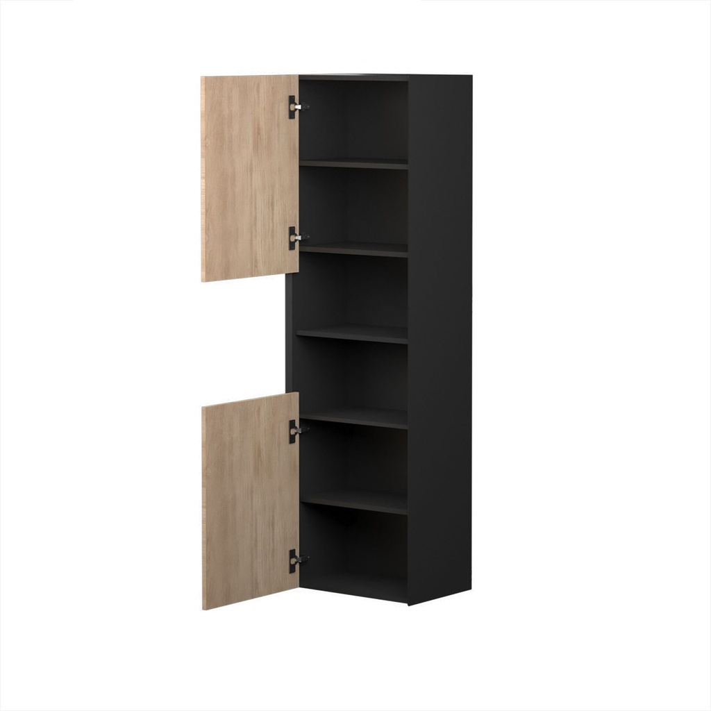 Armoire murale Dakar 20" noir mat et chêne contemporain