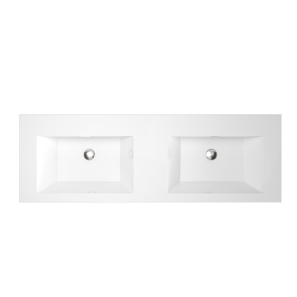 Plata Slim 60" - Dessus de Lavabo [1po] Double en Polymarbre Blanc