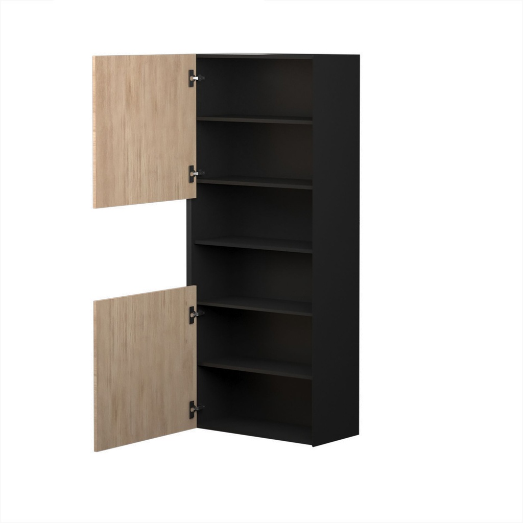 Armoire murale Dakar 24" noir mat et chêne contemporain