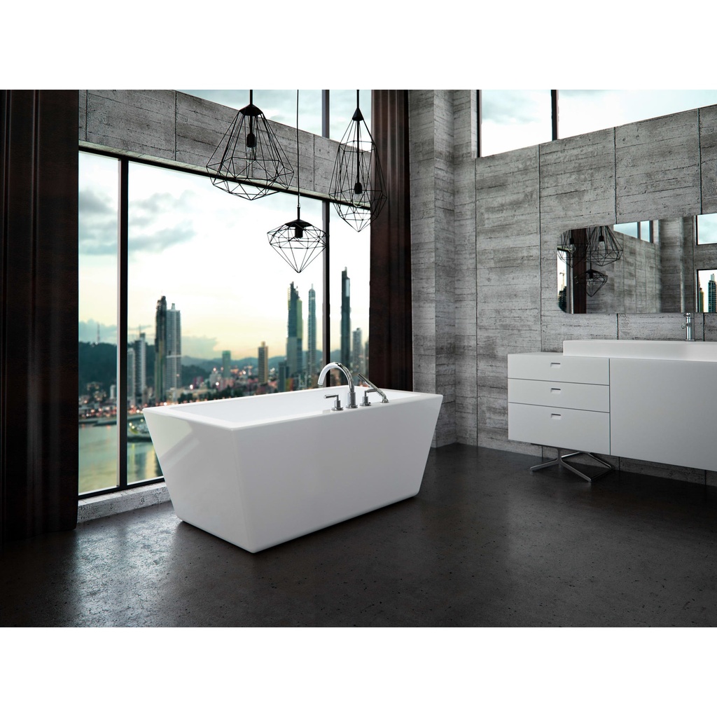 Amaze 3260 AFR Baignoire blanche rectangulaire autoportante en acrylique en avec drain central