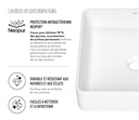 Ceska - Lavabo rectangulaire avec cuve au design incurvé en porcelaine vitrifiée - Blanc lustré