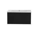 Meuble-lavabo mural Omaha 36" noir jais avec dessus blanc ou noir