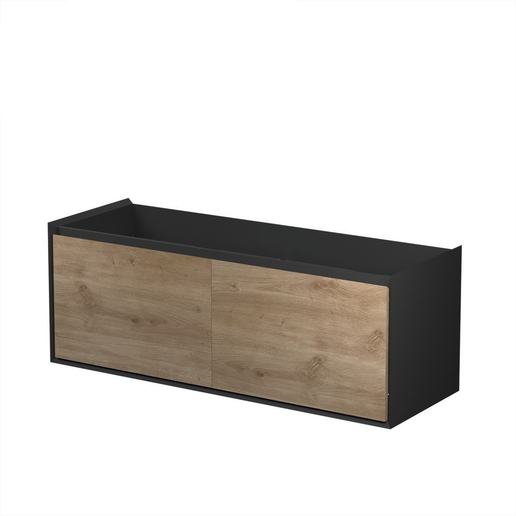 Vanité murale double Dakar 60" noir mat et chêne contemporain