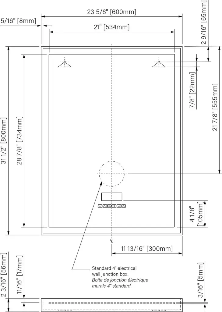 Miroir de surface avec fonction Itec 31 1/2'' x 23 5/8'' x 2 3/16''