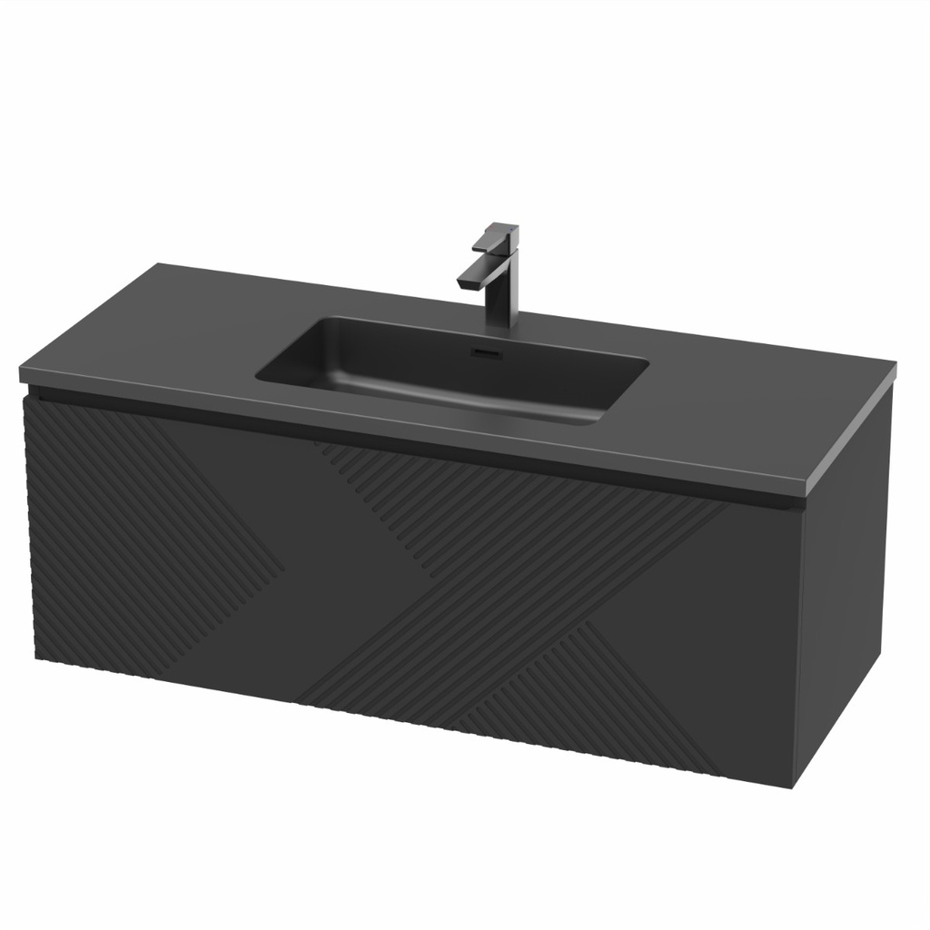 Ensemble Meuble-Lavabo 48″ Simple Avec Tiroir Interne Fini Noir De Jais