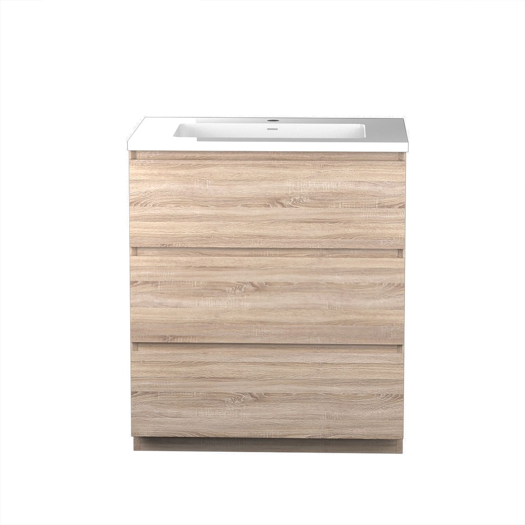 Meuble-lavabo de plancher Berlin 30" chêne blanc avec dessus blanc lustré