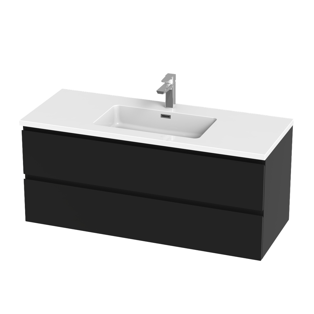 Meuble-Lavabo mural Sidney 48" au fini noir mat avec dessus au choix