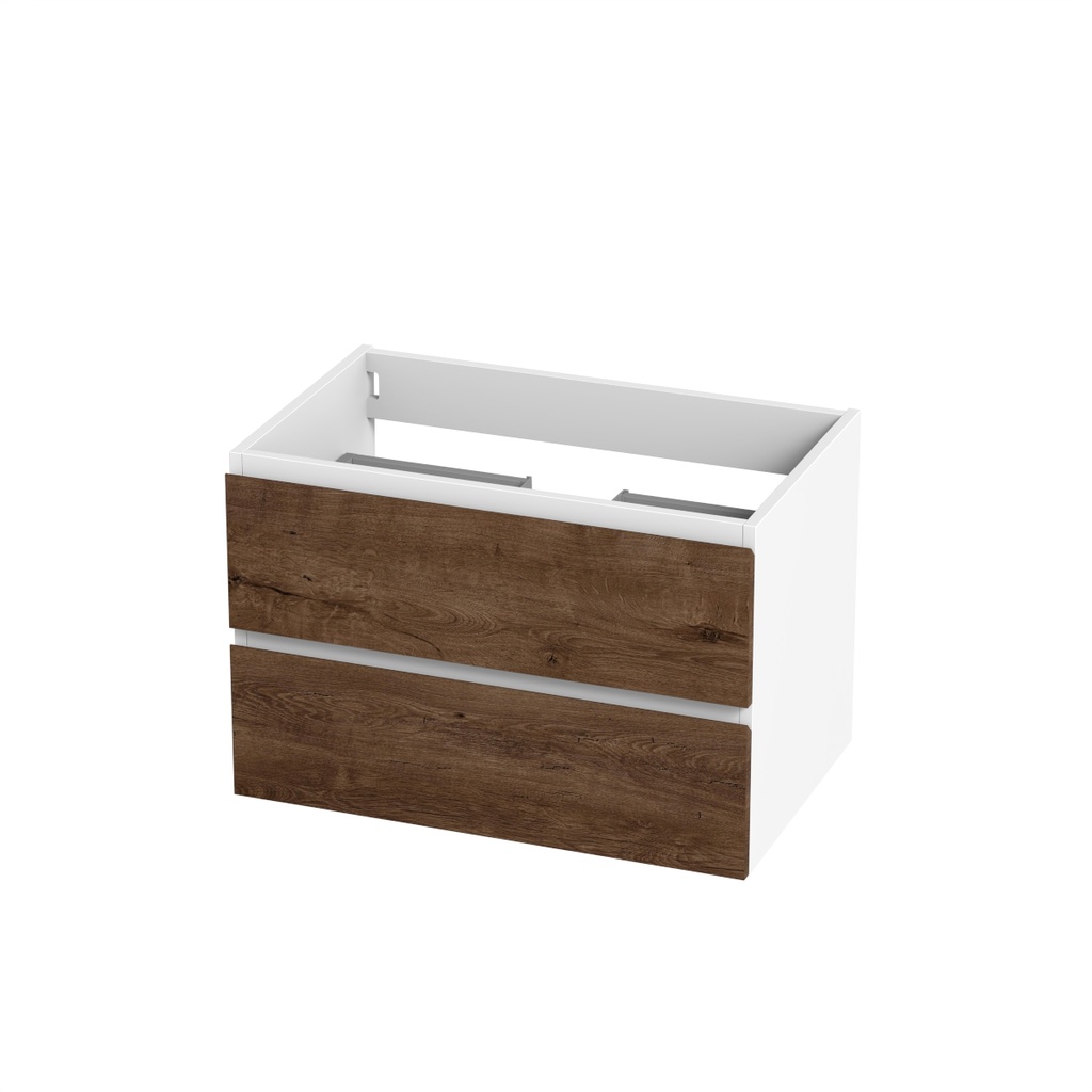 Meuble vanité murale Sidney 30" blanc mat et façades rosewood